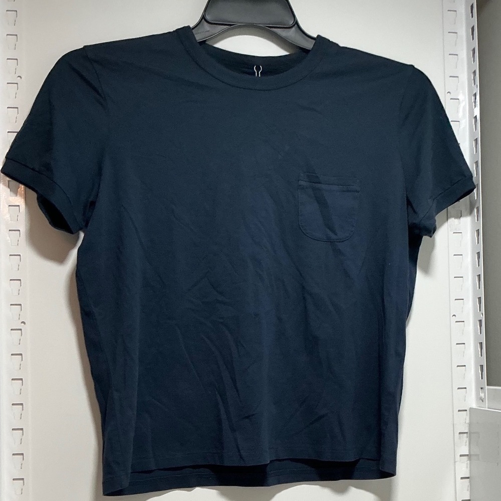 Outerknown Womens Navy Blue Organic Pima Cotton Pocket Tee Shirt Large 3242